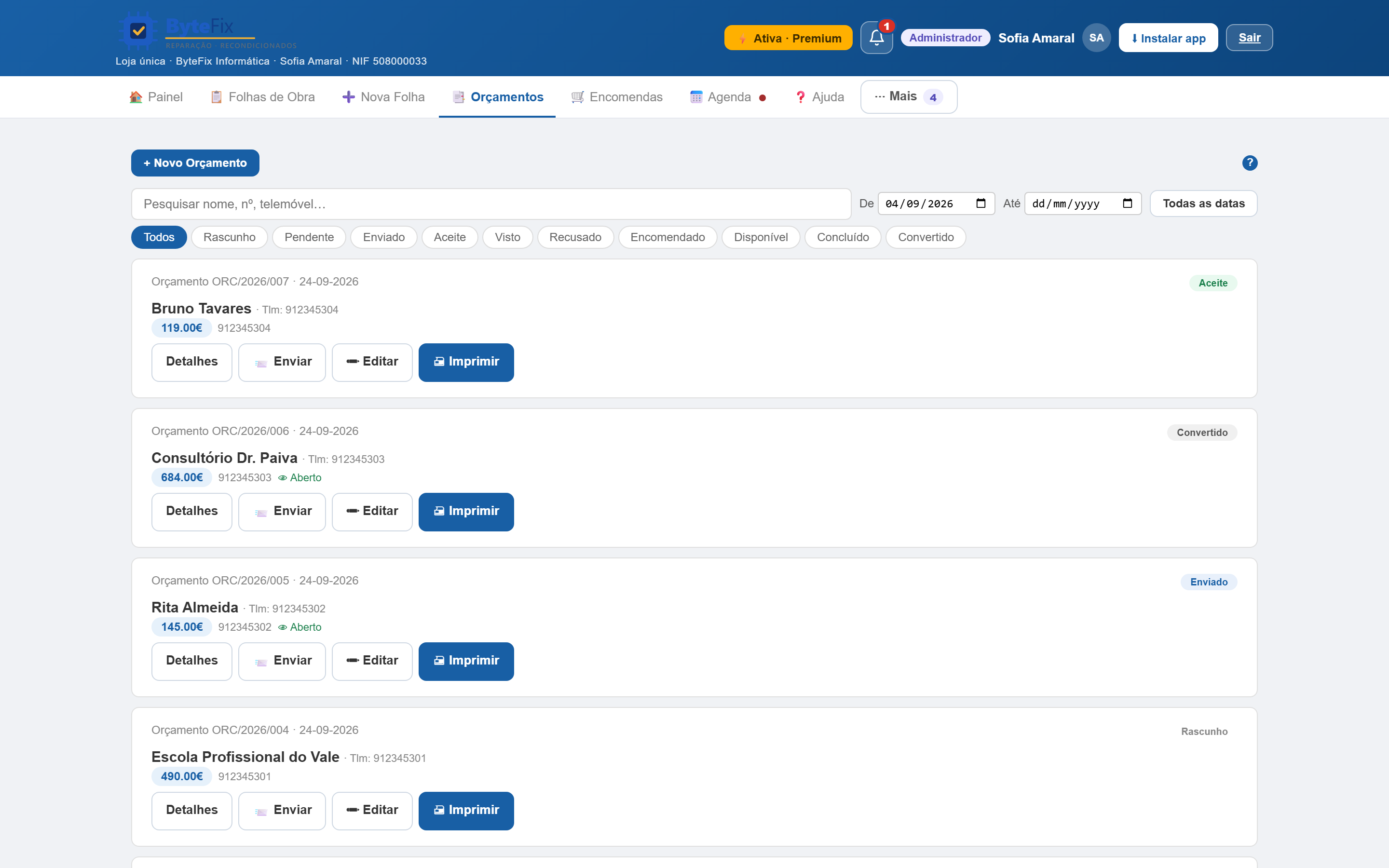 Multibanco, MB Way ou link de pagamento. A factura sai certificada.